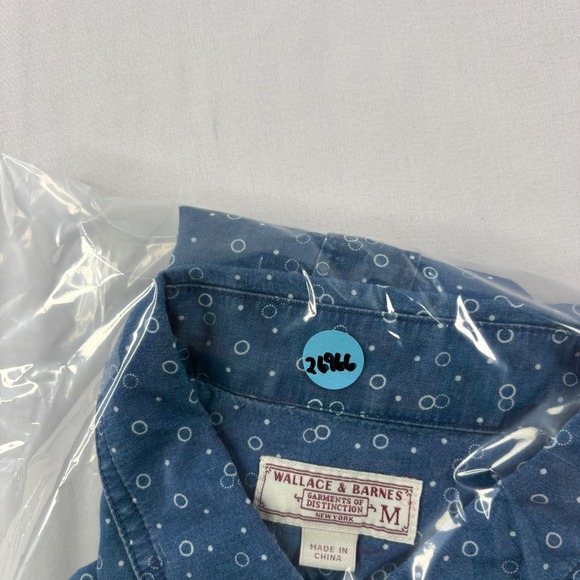 Wallace & Barnes Shirt Mens Medium Blue Chambray Dotted Button Up Camp Casual - Picture 9 of 9